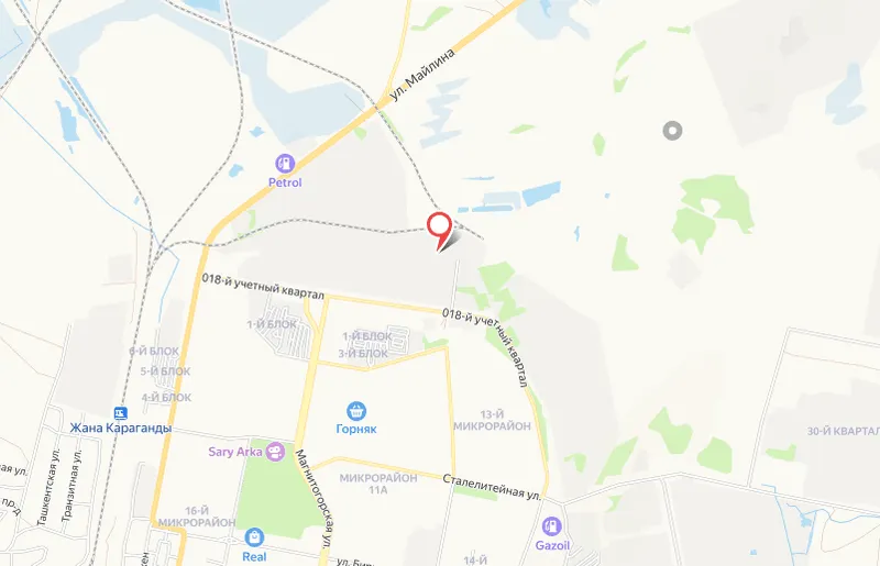 Карта расположения склада IQ GROUP в Караганде